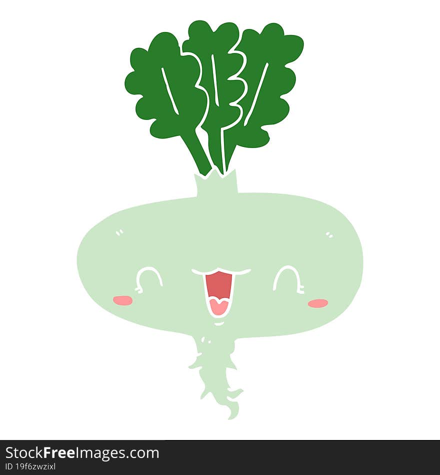 Flat Color Style Cartoon Turnip