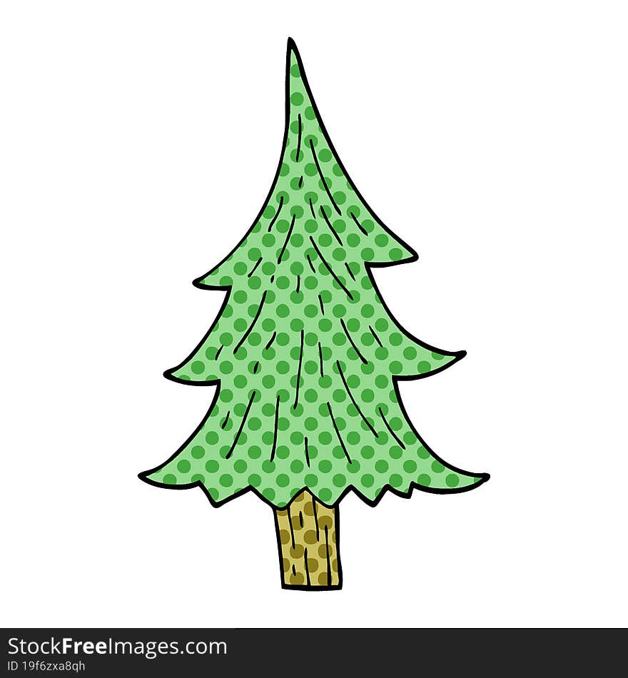 Cartoon Doodle Pine Trees