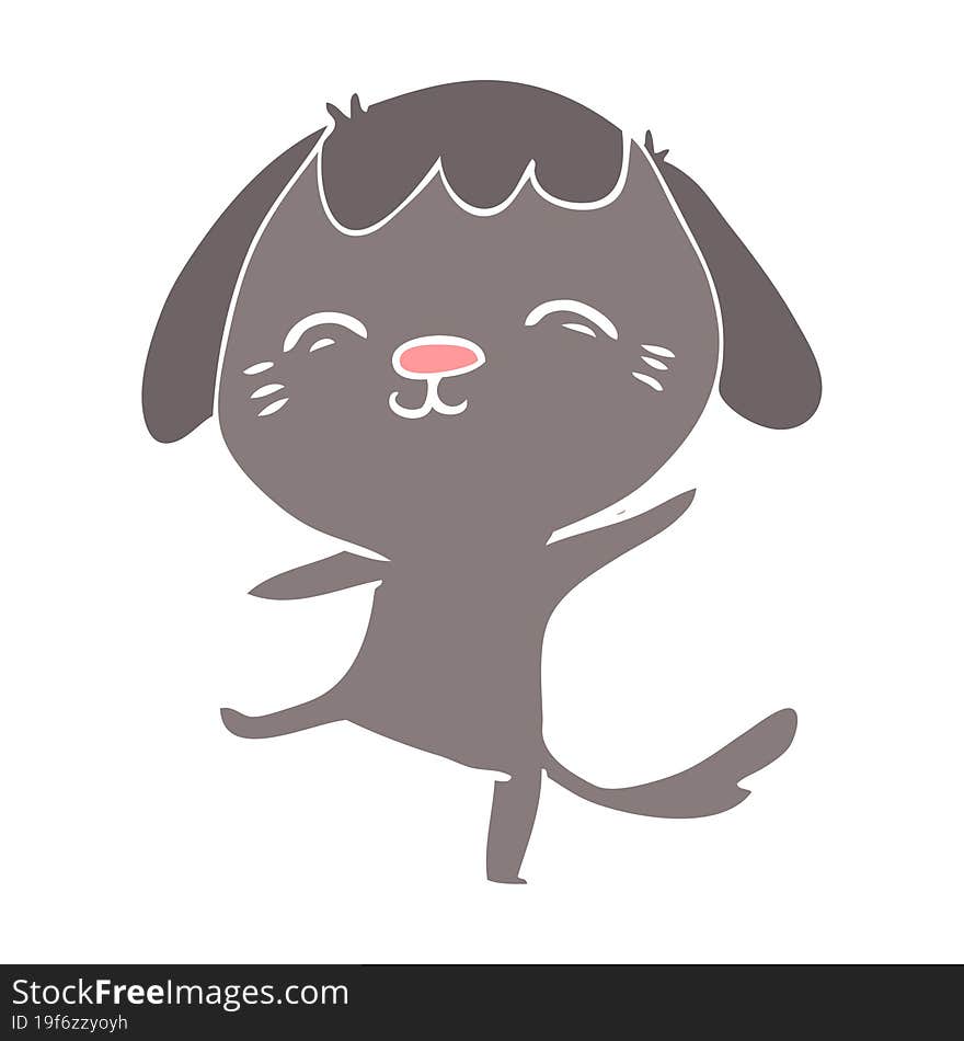 happy flat color style cartoon dancing dog