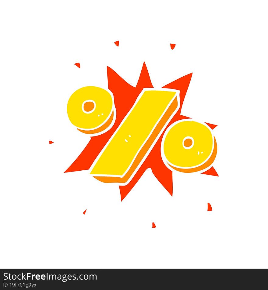 flat color illustration of a cartoon percentage symbol