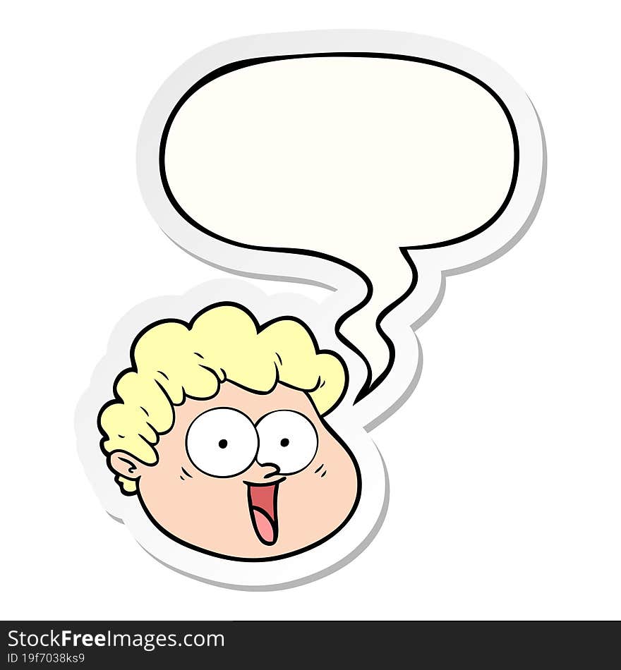 cartoon male face and speech bubble sticker