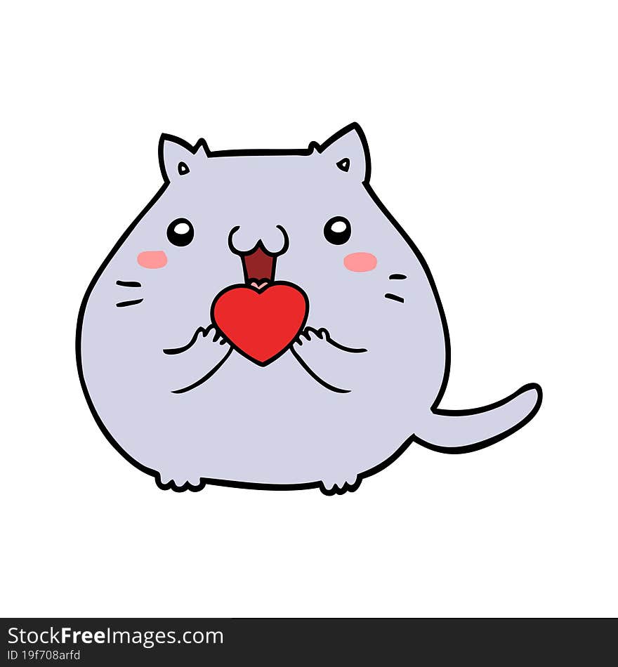 cute cartoon cat in love