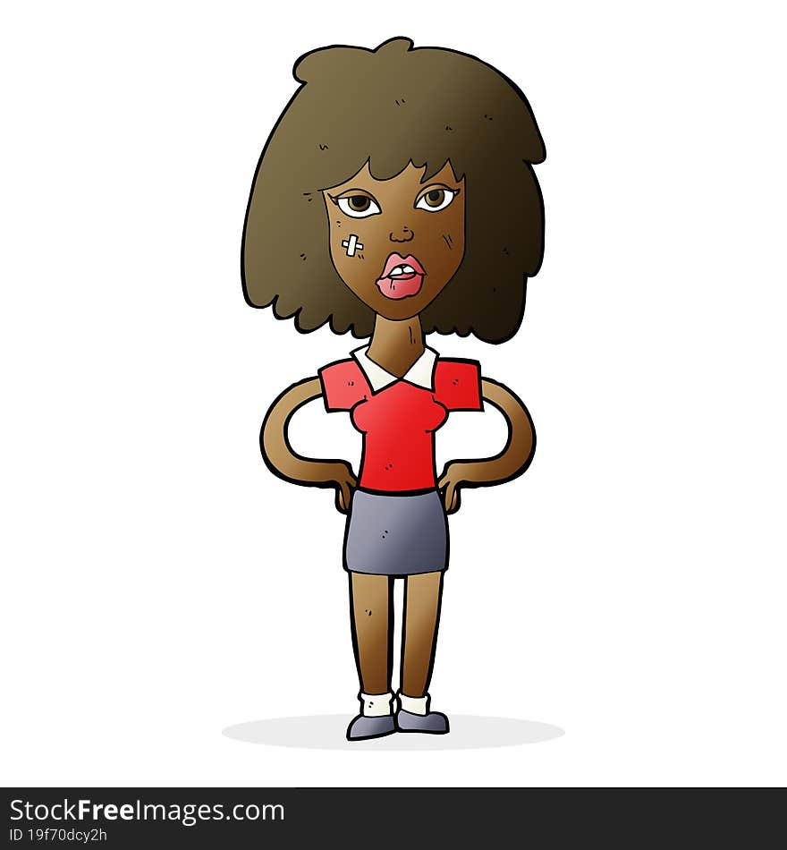 cartoon tough woman