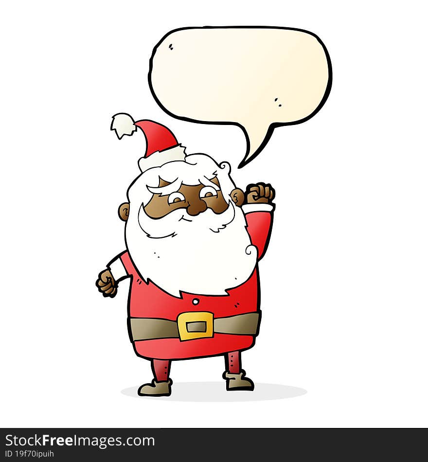 cartoon santa claus with speech bubble