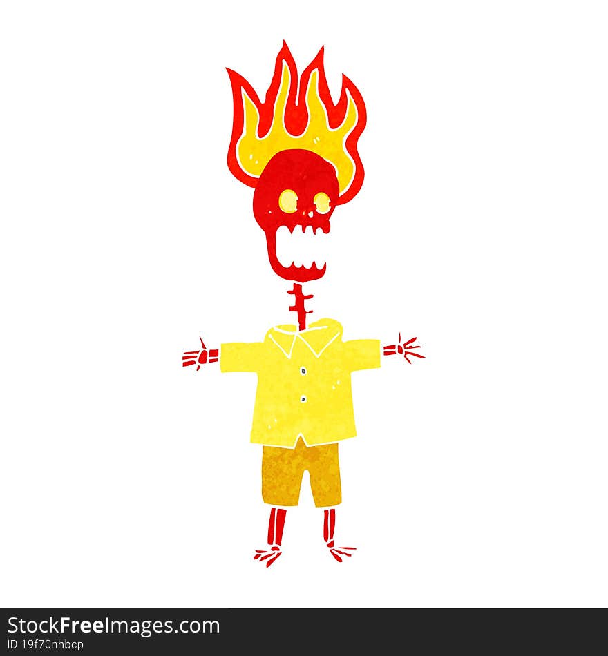 cartoon flaming skeleton