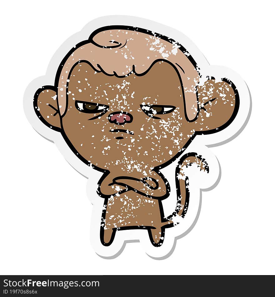 distressed sticker of a cartoon monkey