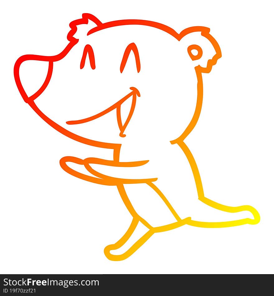 warm gradient line drawing running bear cartoon