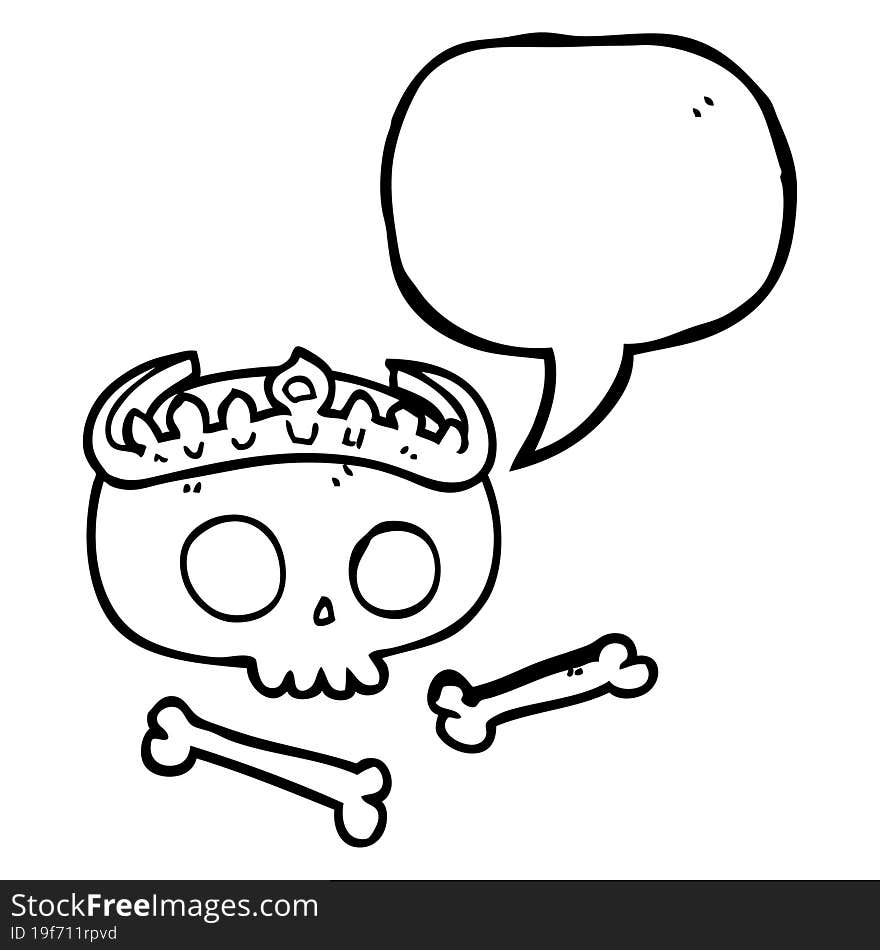 speech bubble cartoon skull wearing tiara