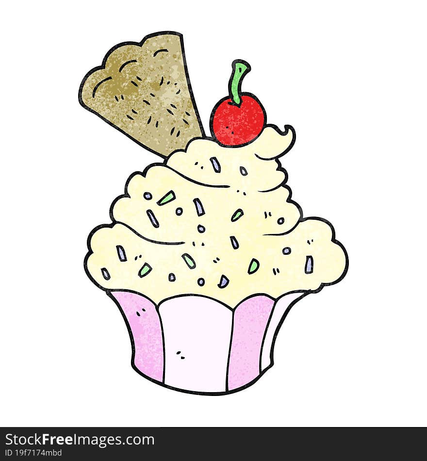 Textured Cartoon Cupcake