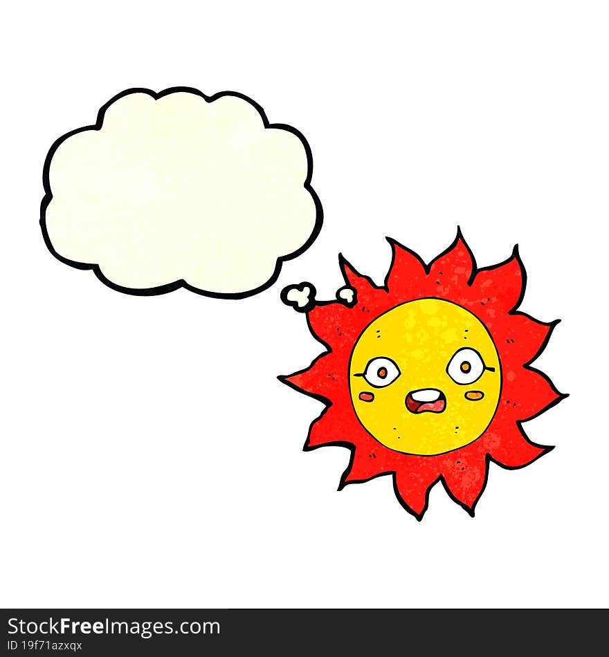 cartoon sun with thought bubble