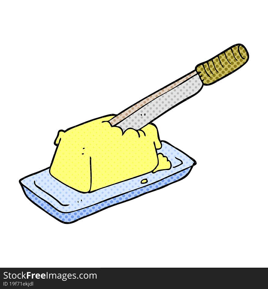 cartoon knife in butter