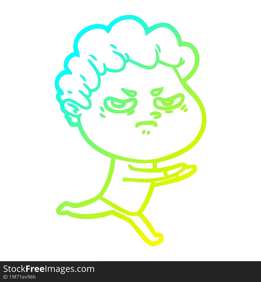 cold gradient line drawing cartoon angry man