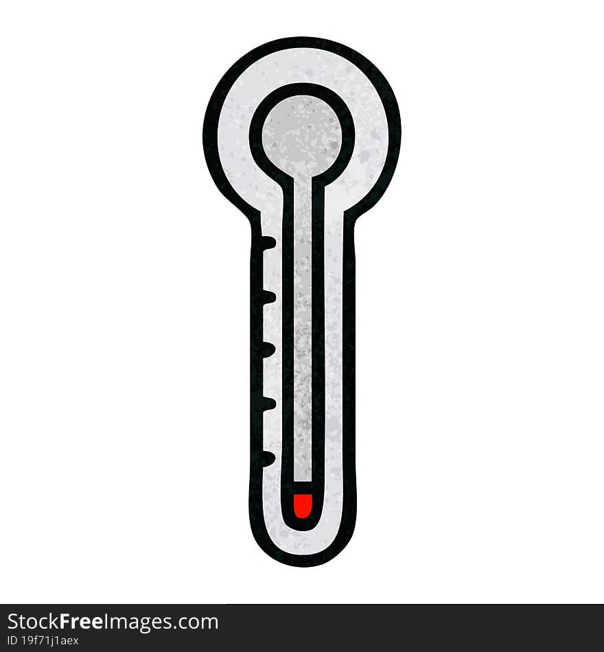 retro grunge texture cartoon of a glass thermometer