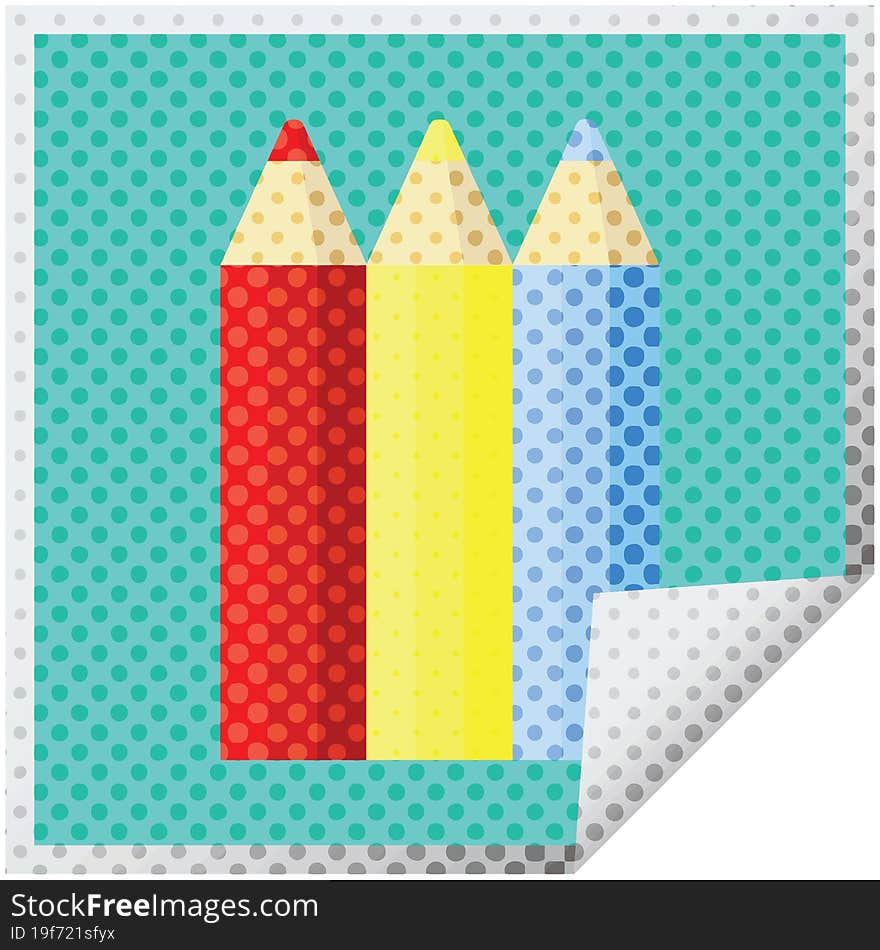 Color Pencils Graphic Square Sticker