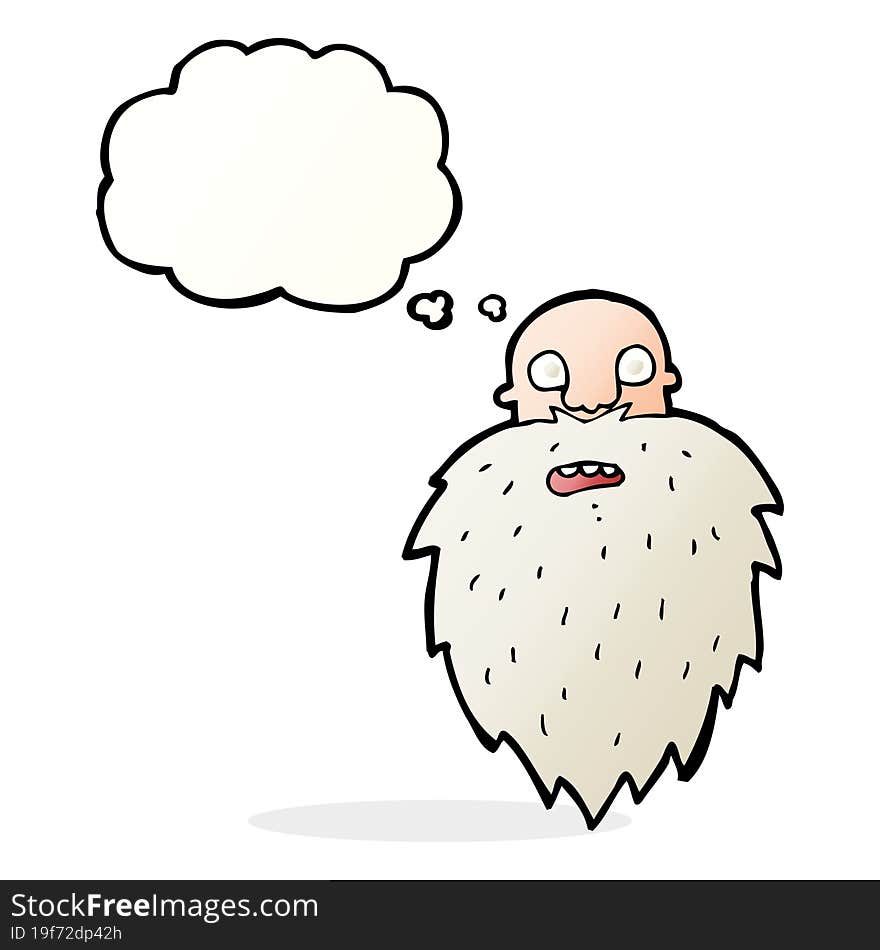 cartoon bearded man with thought bubble