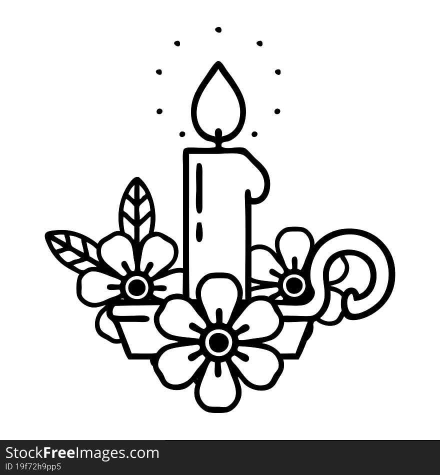 black line tattoo of a candle holder