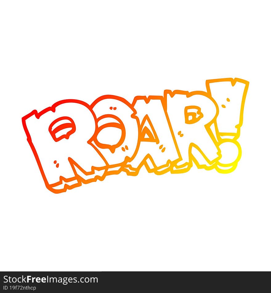 warm gradient line drawing of a cartoon roar sign