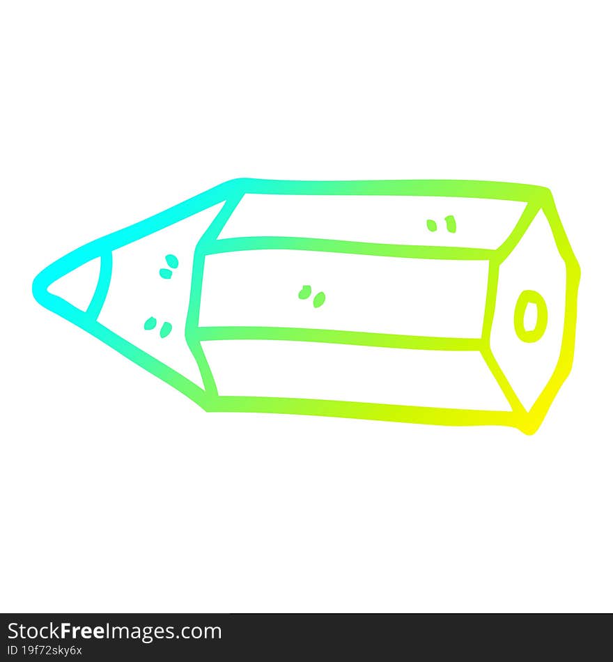 cold gradient line drawing of a cartoon coloring pencil