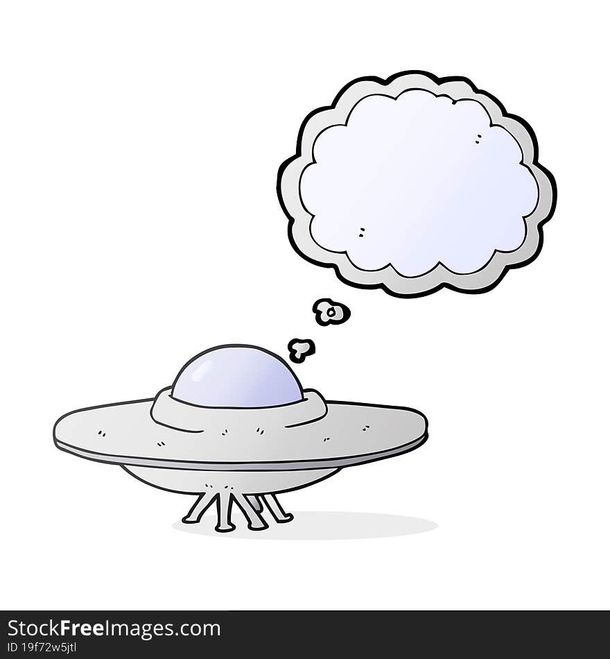 freehand drawn thought bubble cartoon flying saucer