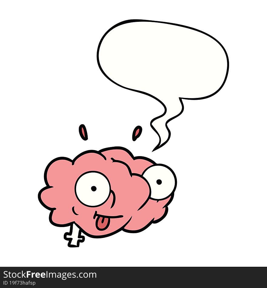 funny cartoon brain and speech bubble