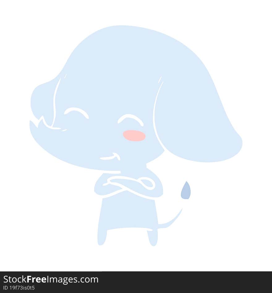 Cute Flat Color Style Cartoon Elephant