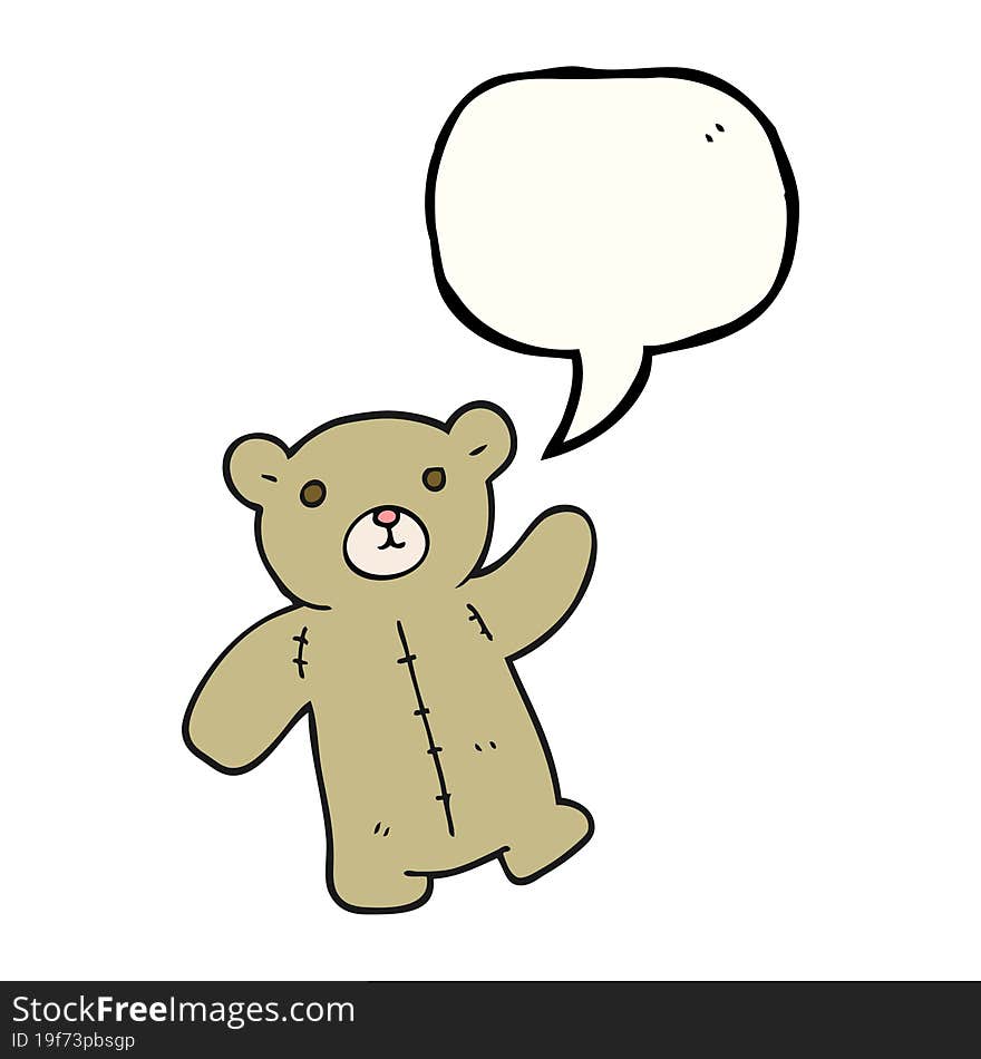 freehand drawn speech bubble cartoon teddy bear