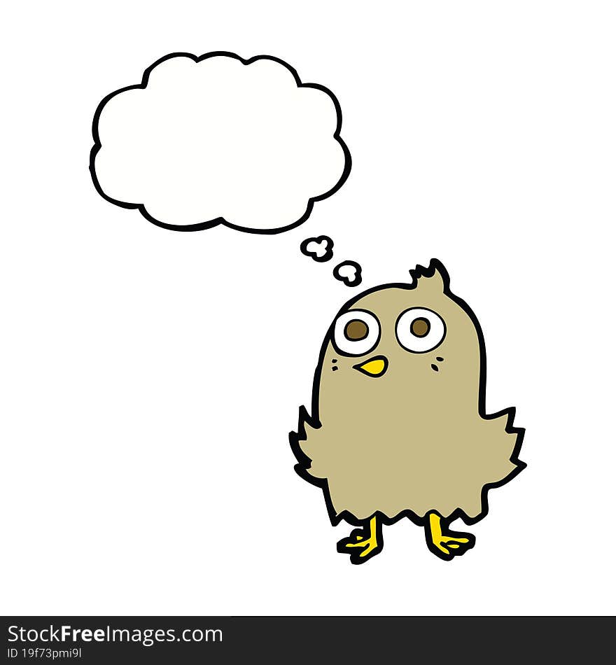 Funny Cartoon Bird With Thought Bubble