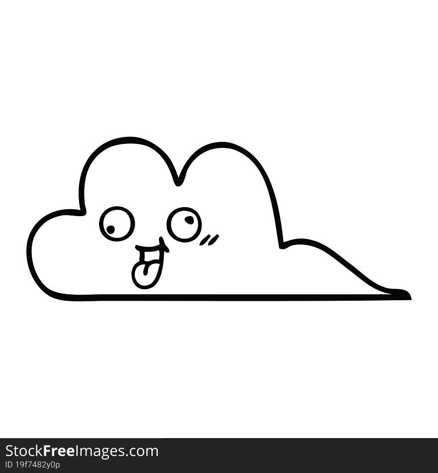 Line Drawing Cartoon Snow Cloud