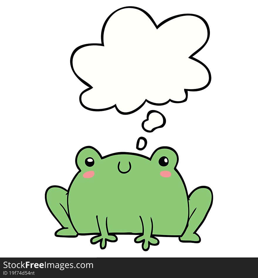 cartoon frog with thought bubble. cartoon frog with thought bubble