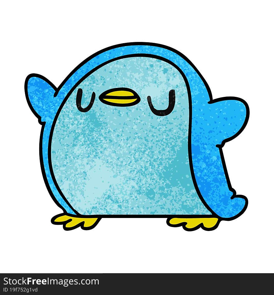 textured cartoon kawaii of a cute penguin