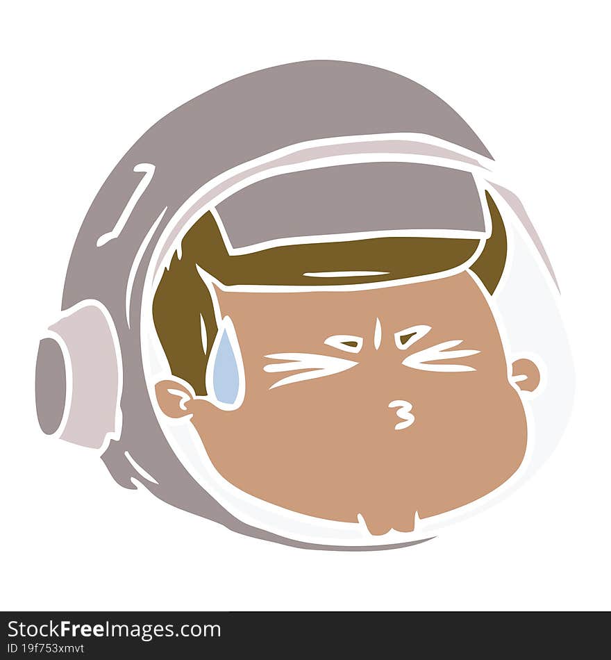 Flat Color Style Cartoon Stressed Astronaut Face