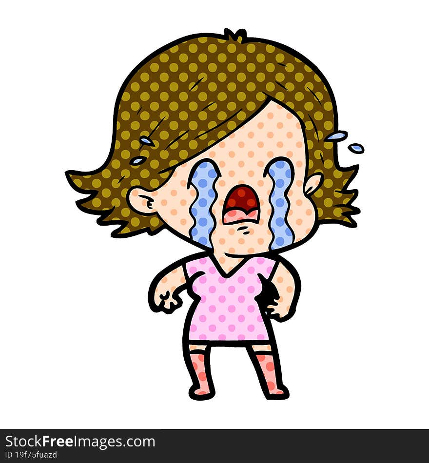 cartoon woman crying. cartoon woman crying