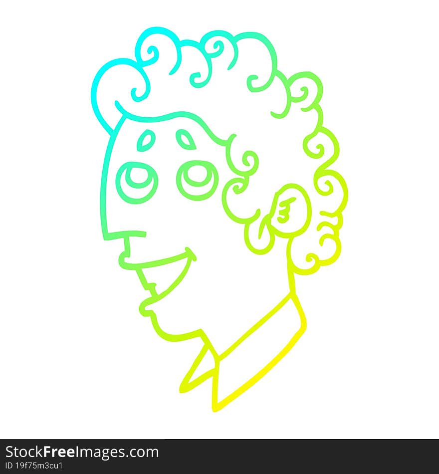 cold gradient line drawing cartoon man face