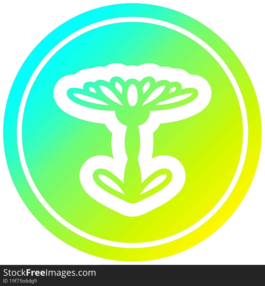 blooming flower circular icon with cool gradient finish. blooming flower circular icon with cool gradient finish