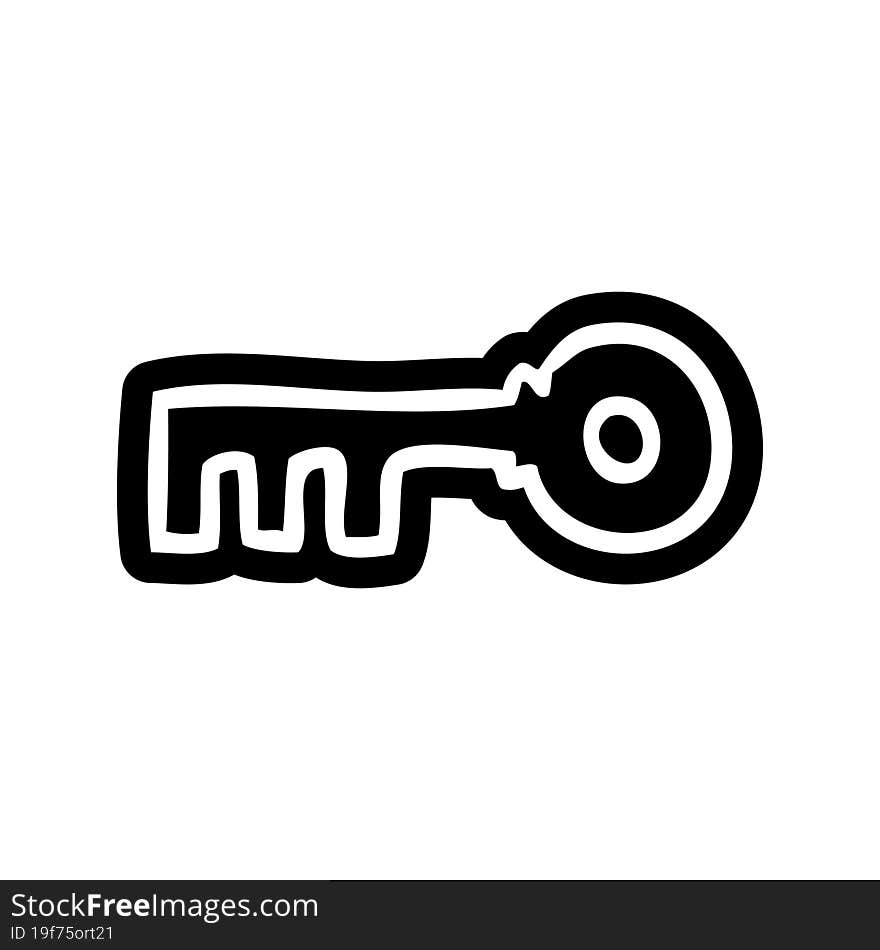 cartoon icon drawing of a brass key