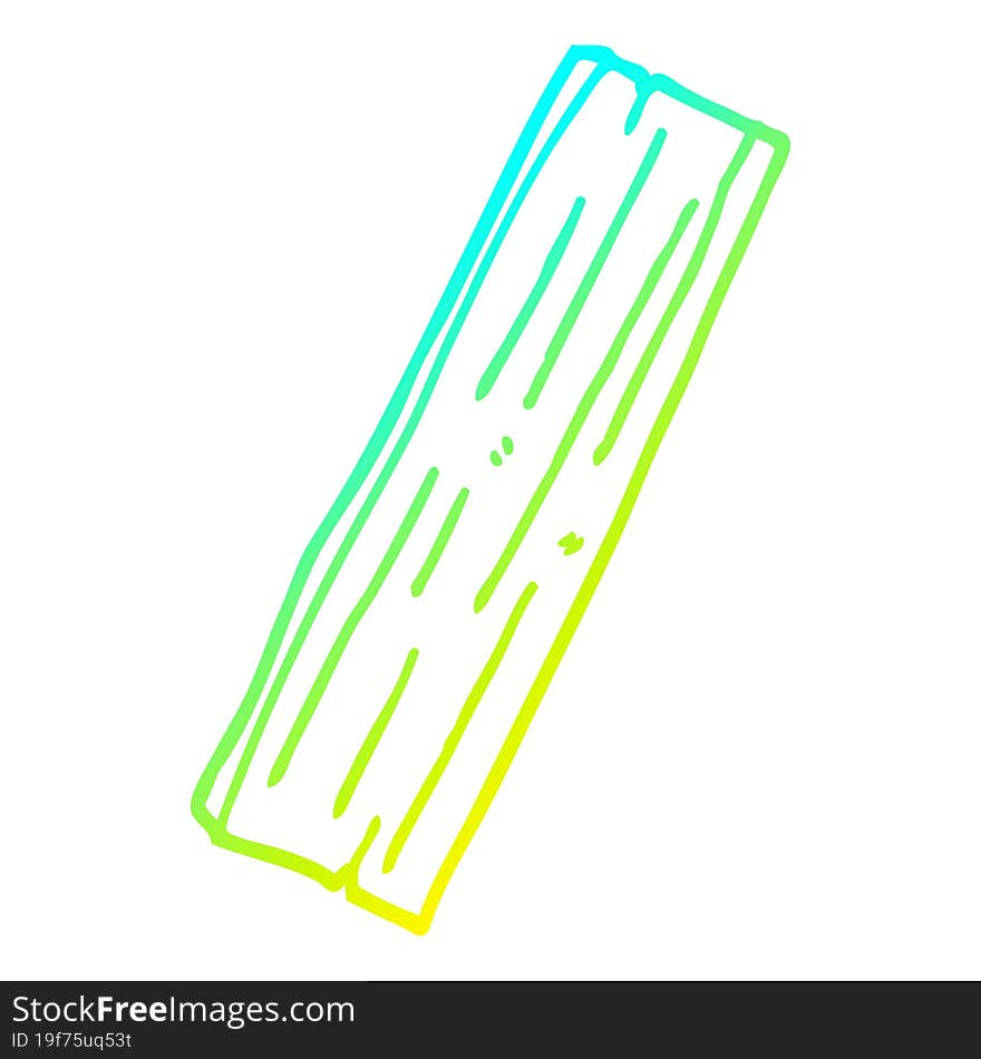 Cold Gradient Line Drawing Cartoon Plank Of Wood