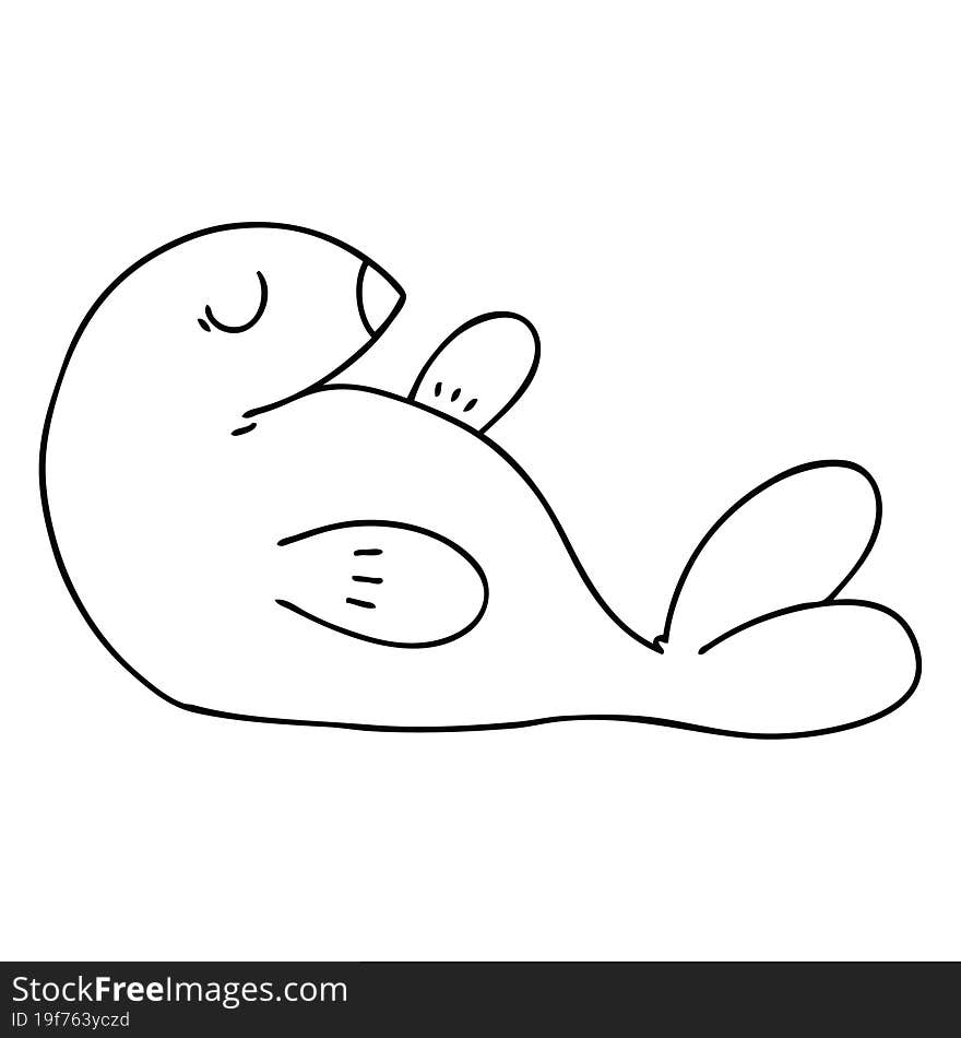 quirky line drawing cartoon seal