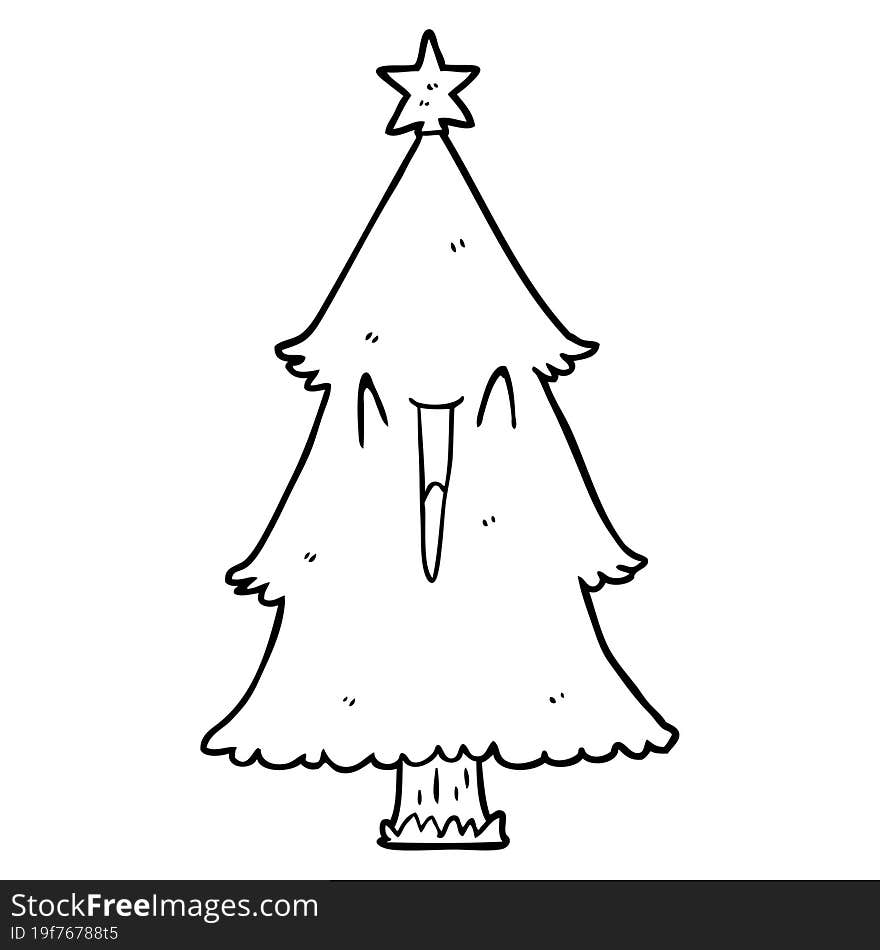 line drawing of a christmas tree. line drawing of a christmas tree