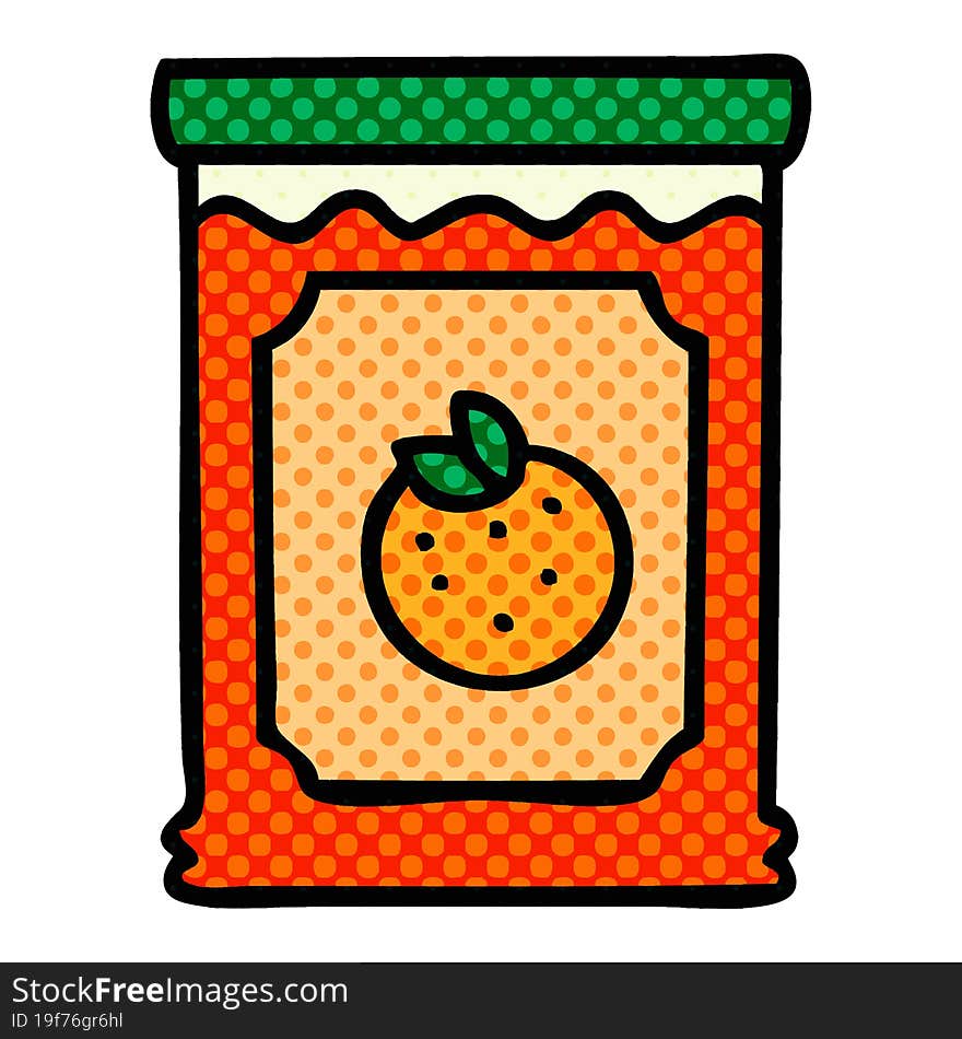 quirky comic book style cartoon jar of marmalade