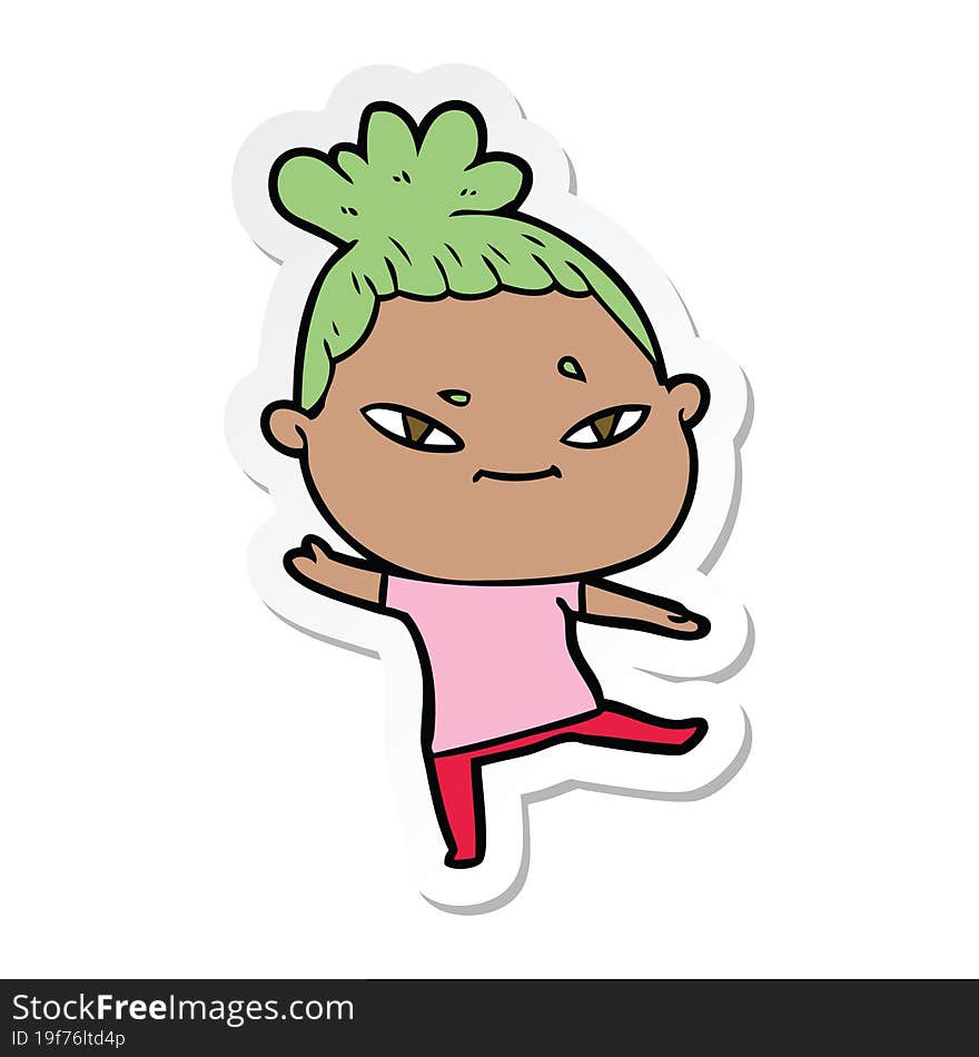 sticker of a cartoon woman