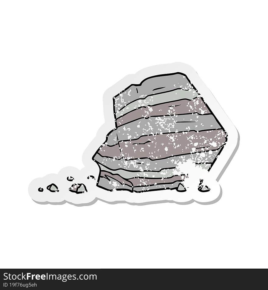 distressed sticker of a cartoon large rock