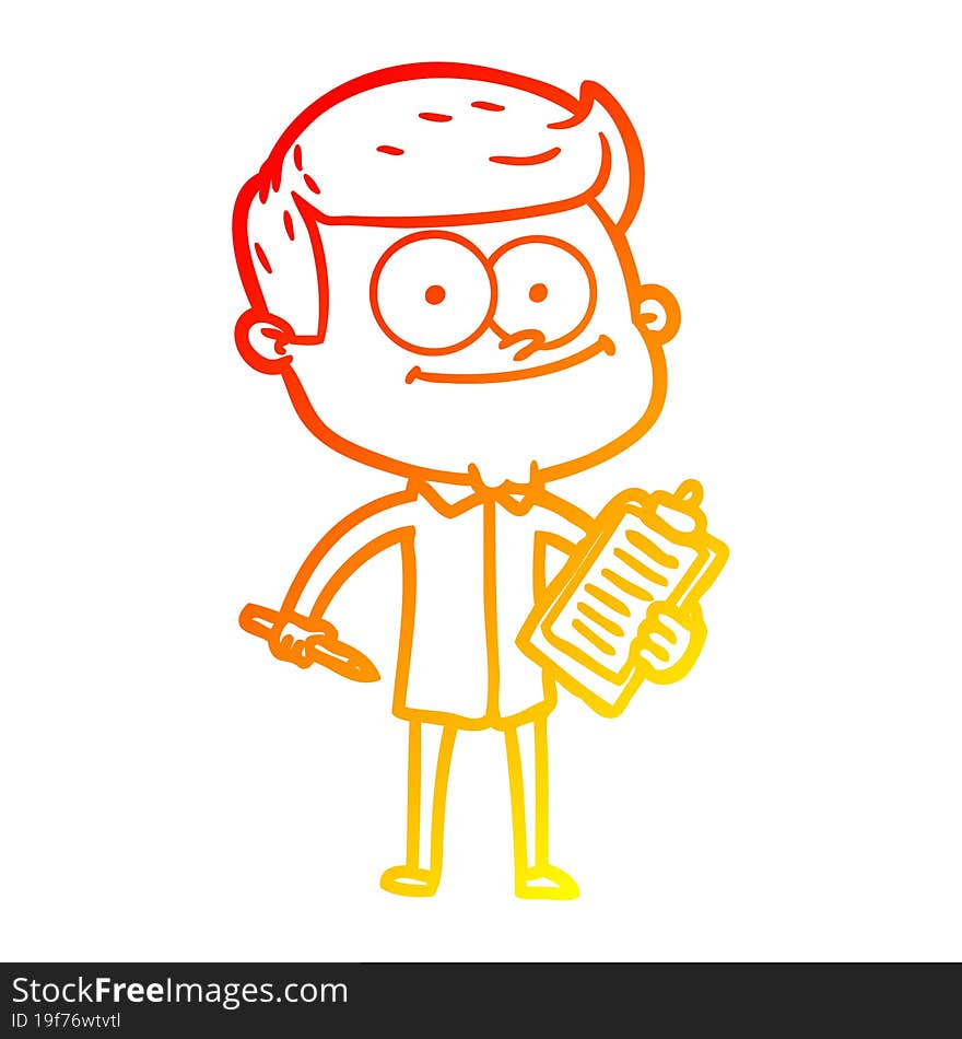 warm gradient line drawing cartoon happy salesman