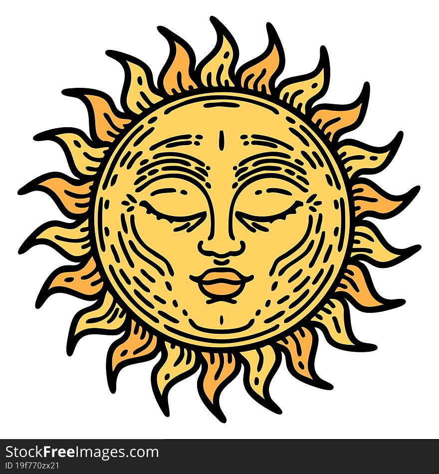 Traditional Tattoo Of A Sun