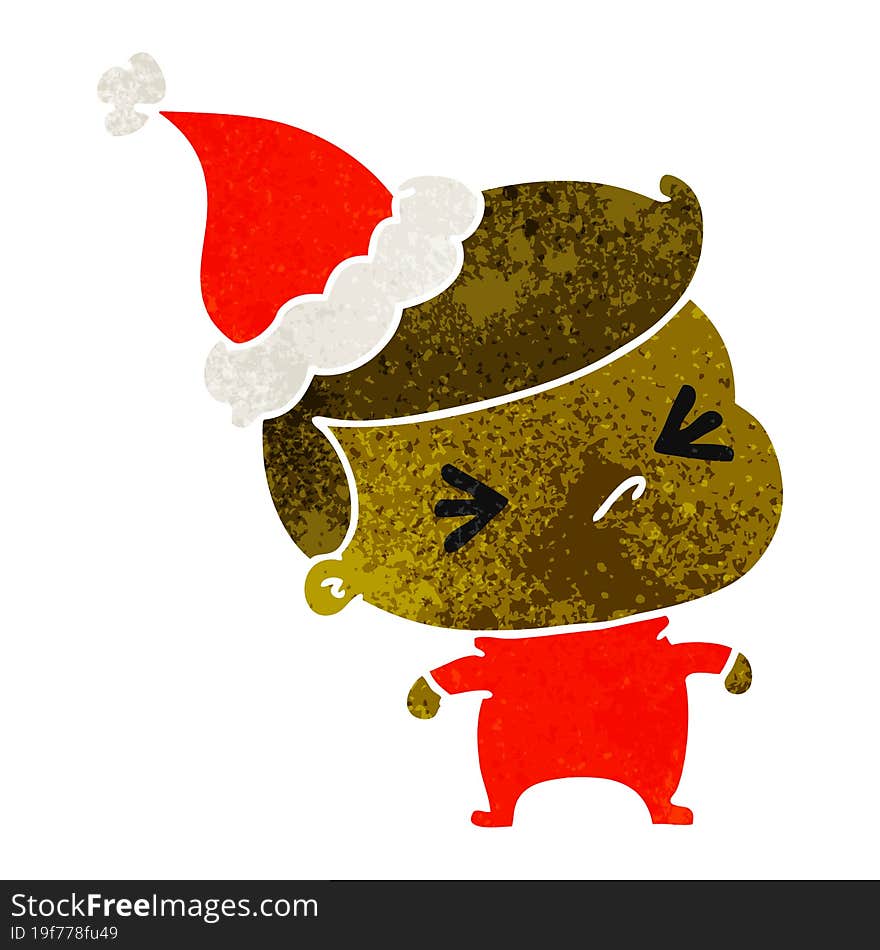 christmas retro cartoon of kawaii boy