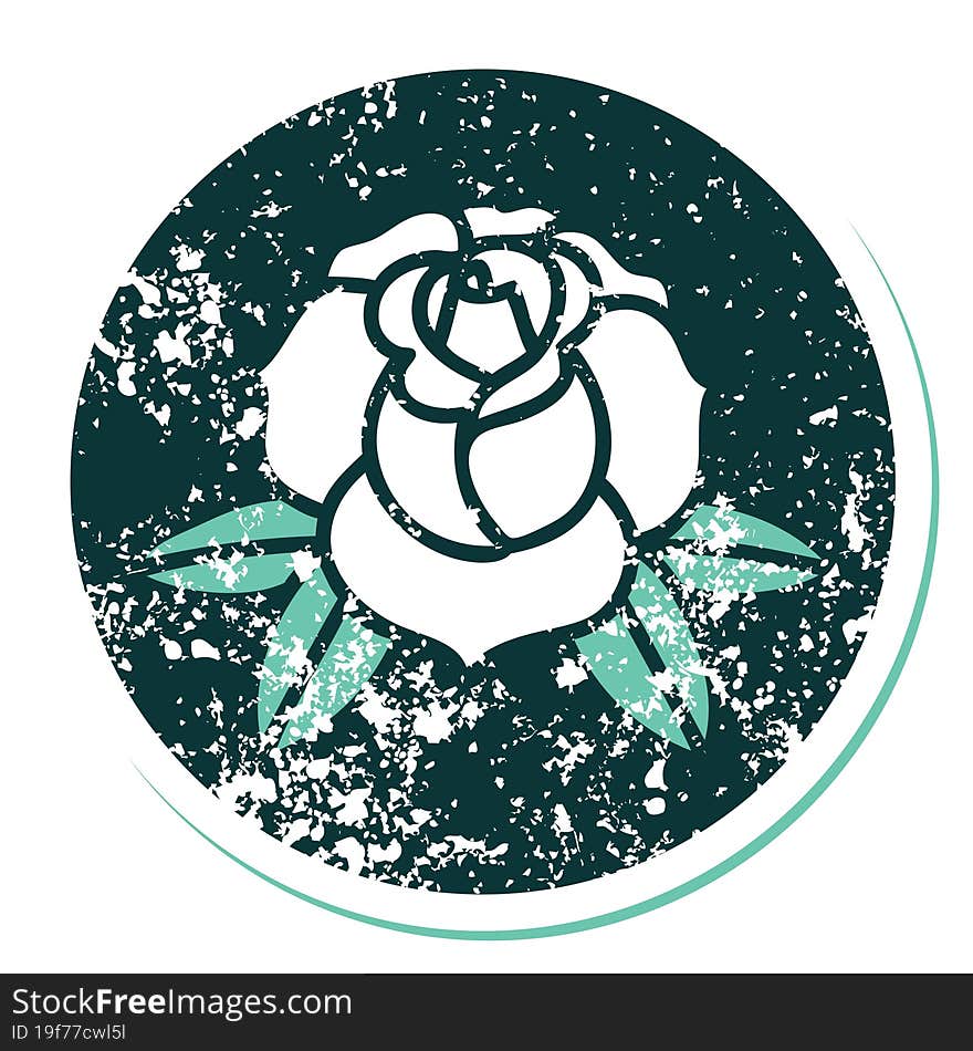 iconic distressed sticker tattoo style image of a flower. iconic distressed sticker tattoo style image of a flower