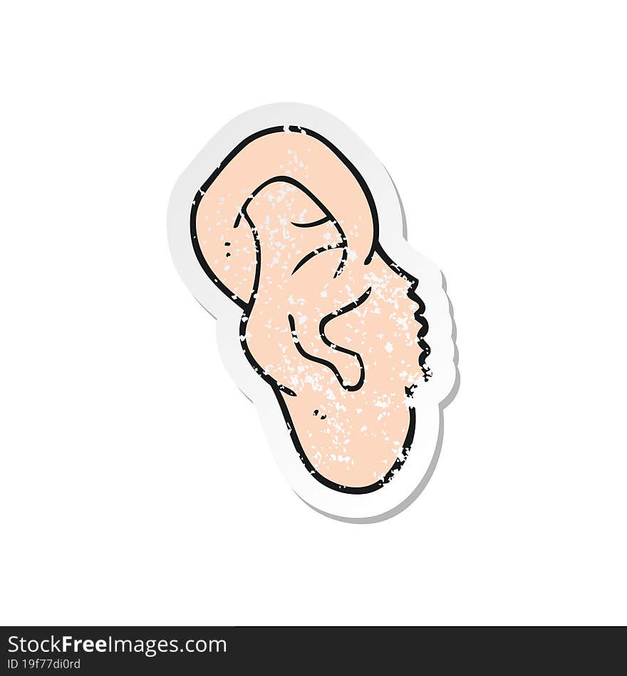 Retro Distressed Sticker Of A Cartoon Ear