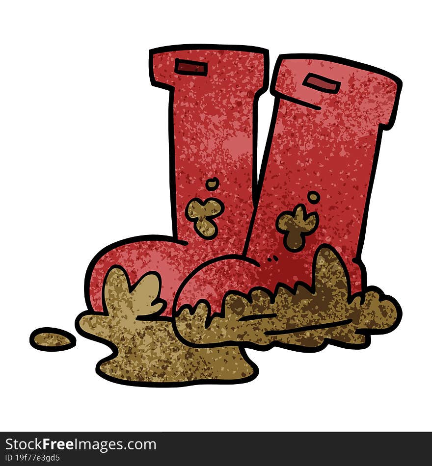 cartoon doodle muddy boots