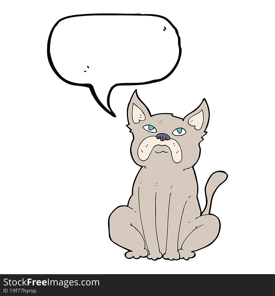 Cartoon Grumpy Little Dog With Speech Bubble