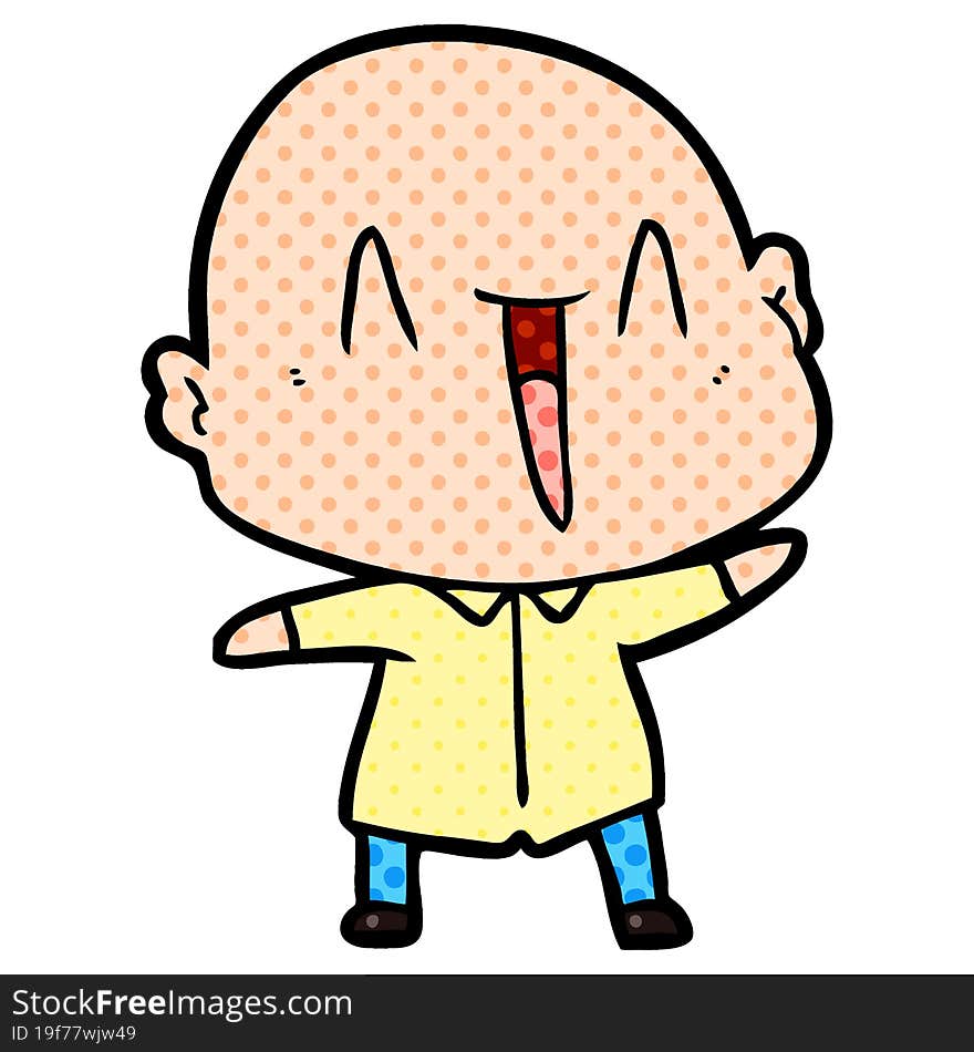 happy cartoon bald man. happy cartoon bald man