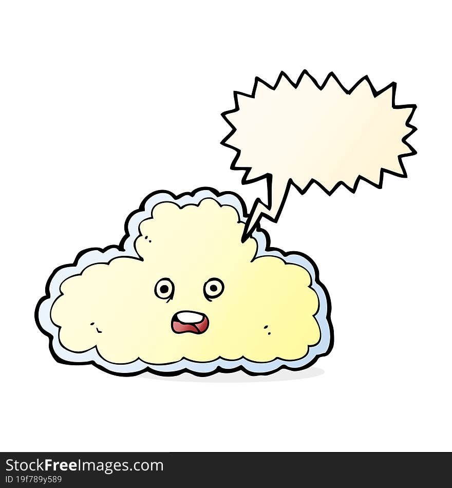 cartoon cloud symbol with speech bubble